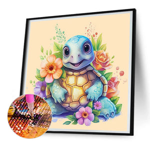 Cute Turtle And Flowers 30*30CM(Canvas) Full Round Drill Diamond Painting