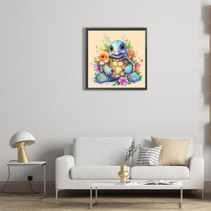 Cute Turtle And Flowers 30*30CM(Canvas) Full Round Drill Diamond Painting