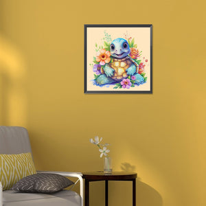 Cute Turtle And Flowers 30*30CM(Canvas) Full Round Drill Diamond Painting