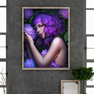Hydrangea Girl 30*40CM(Canvas) Full Round Drill Diamond Painting