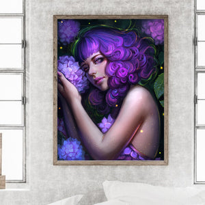 Hydrangea Girl 30*40CM(Canvas) Full Round Drill Diamond Painting