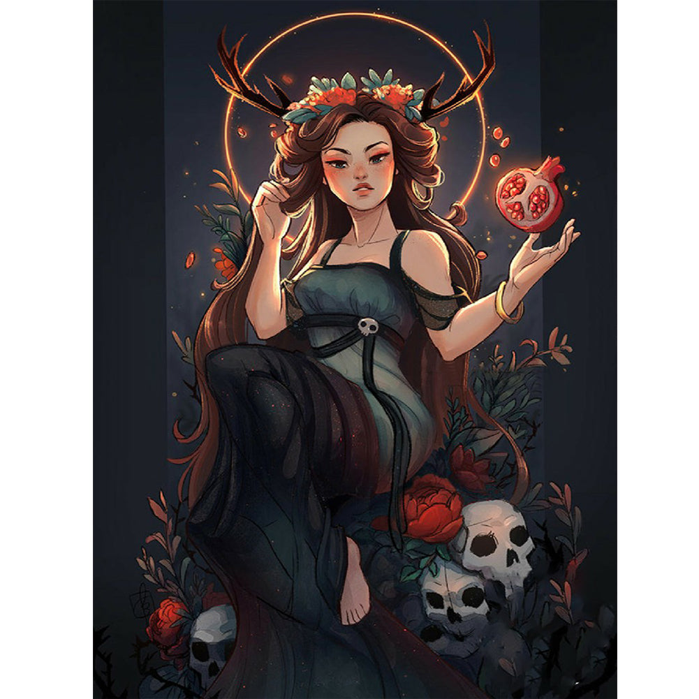 Girl With Deer Antlers 30*40CM(Canvas) Full Round Drill Diamond Painting