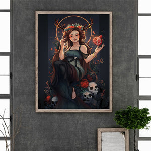 Girl With Deer Antlers 30*40CM(Canvas) Full Round Drill Diamond Painting