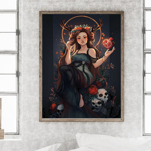 Girl With Deer Antlers 30*40CM(Canvas) Full Round Drill Diamond Painting