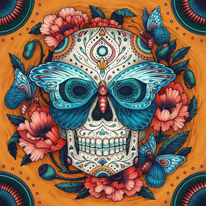 Skull And Flowers 30*30CM(Canvas) Full Round Drill Diamond Painting