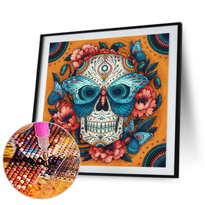 Skull And Flowers 30*30CM(Canvas) Full Round Drill Diamond Painting