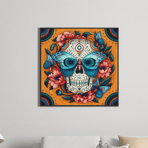 Skull And Flowers 30*30CM(Canvas) Full Round Drill Diamond Painting