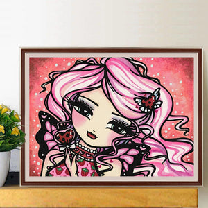 Cartoon Girl 40*30CM(Canvas) Full Round Drill Diamond Painting