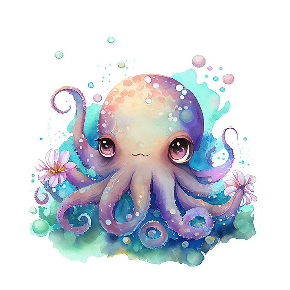 Huancan - Watercolor Animal - Octopus - 40*50CM 16CT 2 Stamped Cross Stitch