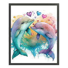 Load image into Gallery viewer, Huancan - Watercolor Animal - Dolphin - 40*50CM 16CT 2 Stamped Cross Stitch
