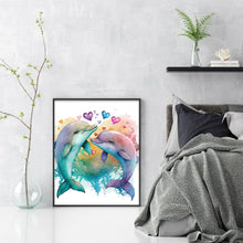 Load image into Gallery viewer, Huancan - Watercolor Animal - Dolphin - 40*50CM 16CT 2 Stamped Cross Stitch
