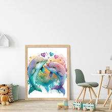 Load image into Gallery viewer, Huancan - Watercolor Animal - Dolphin - 40*50CM 16CT 2 Stamped Cross Stitch
