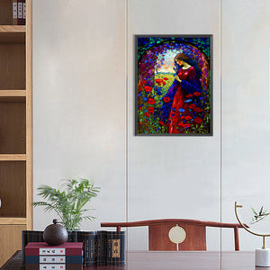 Girl In Red 30*40CM(Canvas) Full Round Drill Diamond Painting