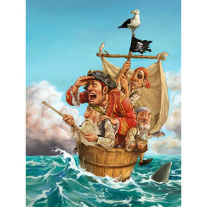 Pirate Ship 30*40CM(Canvas) Full Round Drill Diamond Painting