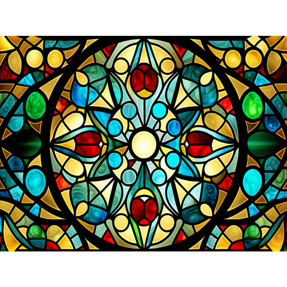 Line Art Glass Painting 40*30CM(Canvas) Full Round Drill Diamond Painting