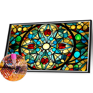Line Art Glass Painting 40*30CM(Canvas) Full Round Drill Diamond Painting