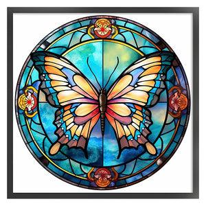 Yishu - Glass Painting - Butterfly - 40*40CM 11CT 3 Stamped Cross Stitch