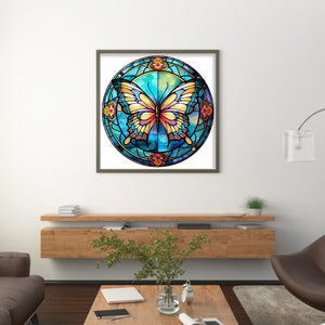 Yishu - Glass Painting - Butterfly - 40*40CM 11CT 3 Stamped Cross Stitch