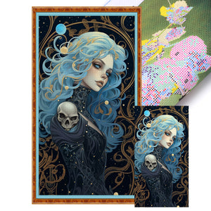 Huancan - Blue-Haired Girl - 40*70CM 11CT 3 Stamped Cross Stitch