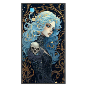 Huancan - Blue-Haired Girl - 40*70CM 11CT 3 Stamped Cross Stitch