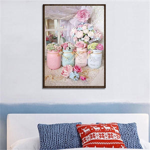 Vase 40*30CM(Canvas) Round Drill Diamond Painting
