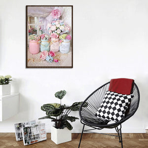 Vase 40*30CM(Canvas) Round Drill Diamond Painting