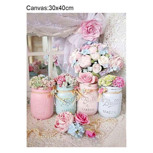 Vase 40*30CM(Canvas) Round Drill Diamond Painting