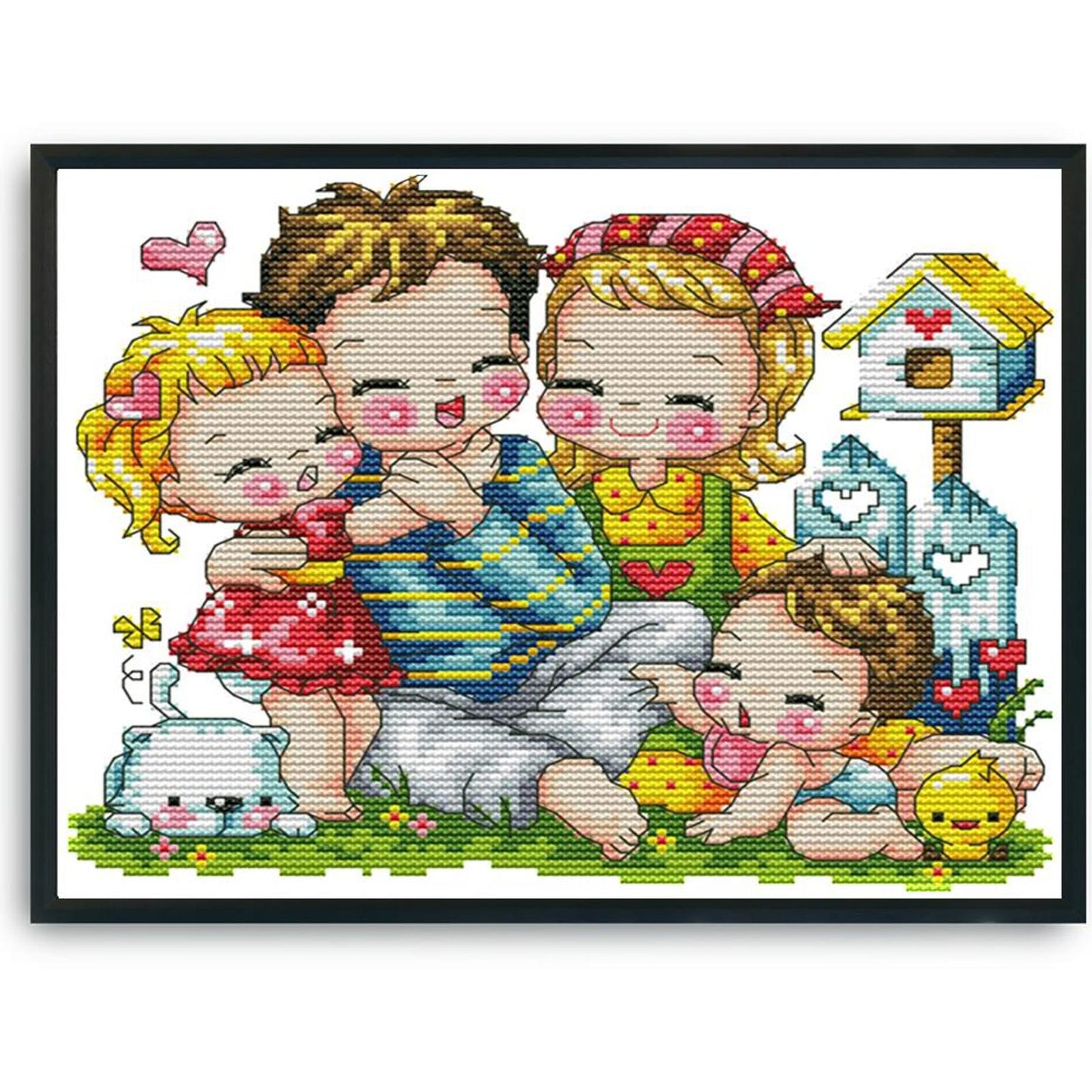 Happy Family - 14CT Stamped Cross Stitch 27x22CM - Joy Sunday