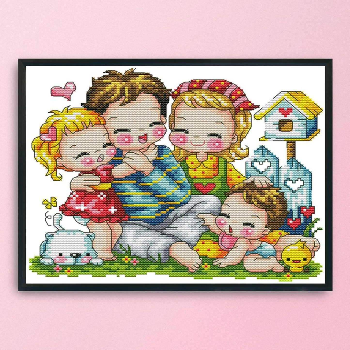Happy Family - 14CT Stamped Cross Stitch 27x22CM - Joy Sunday