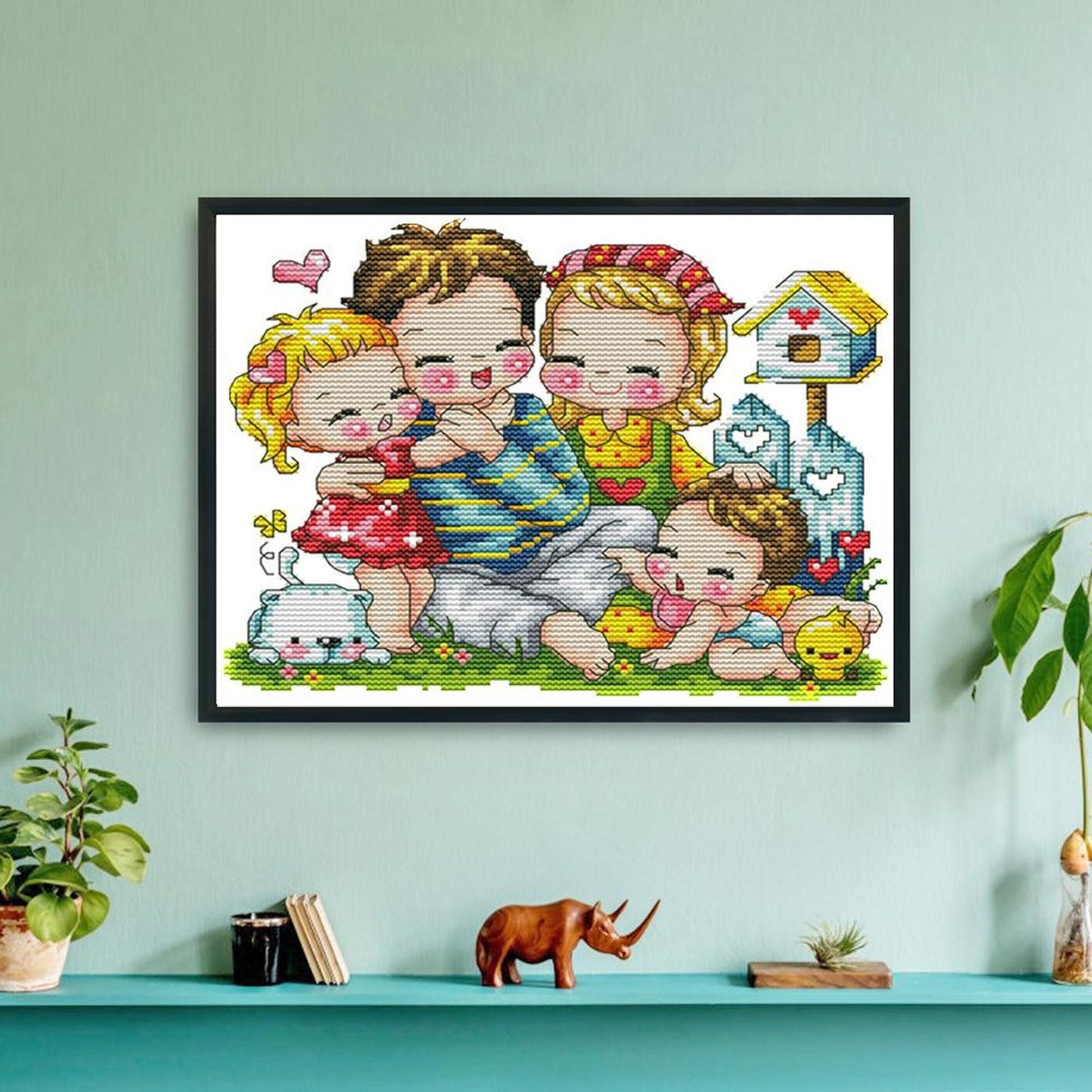 Happy Family - 14CT Stamped Cross Stitch 27x22CM - Joy Sunday