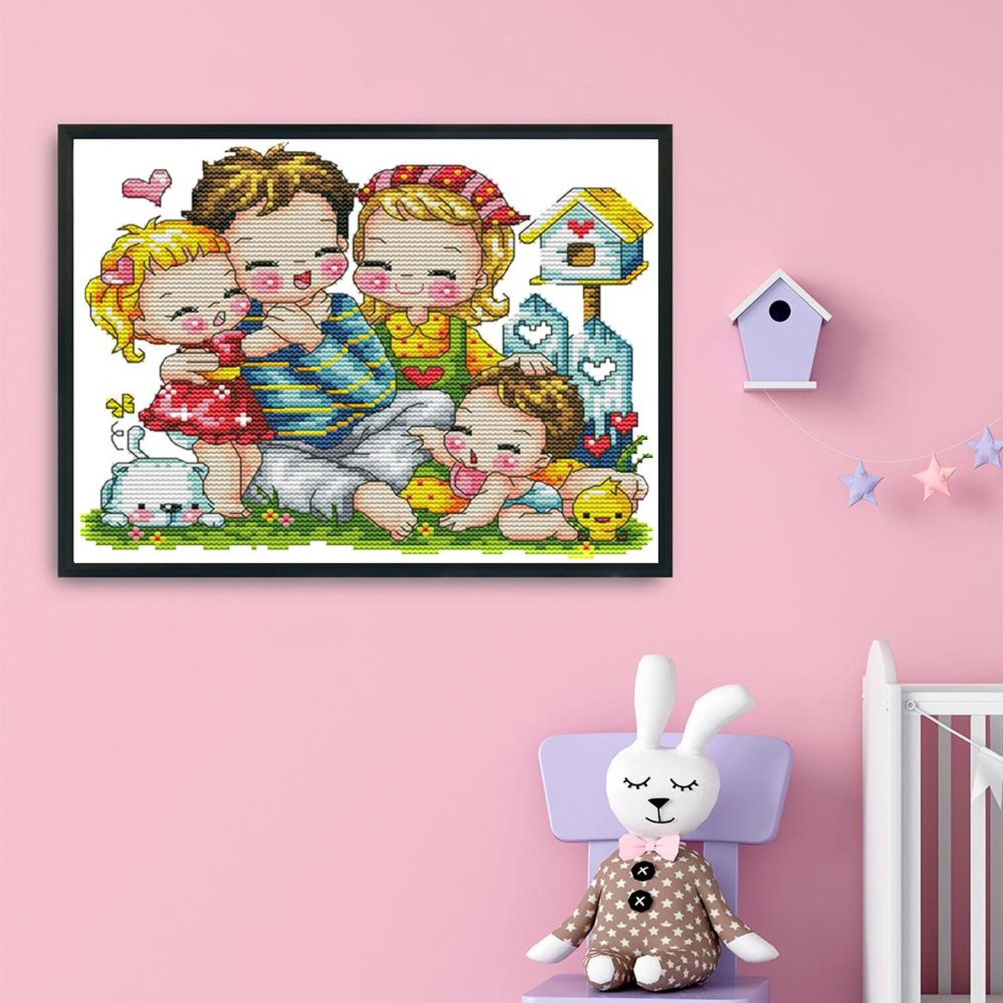 Happy Family - 14CT Stamped Cross Stitch 27x22CM - Joy Sunday