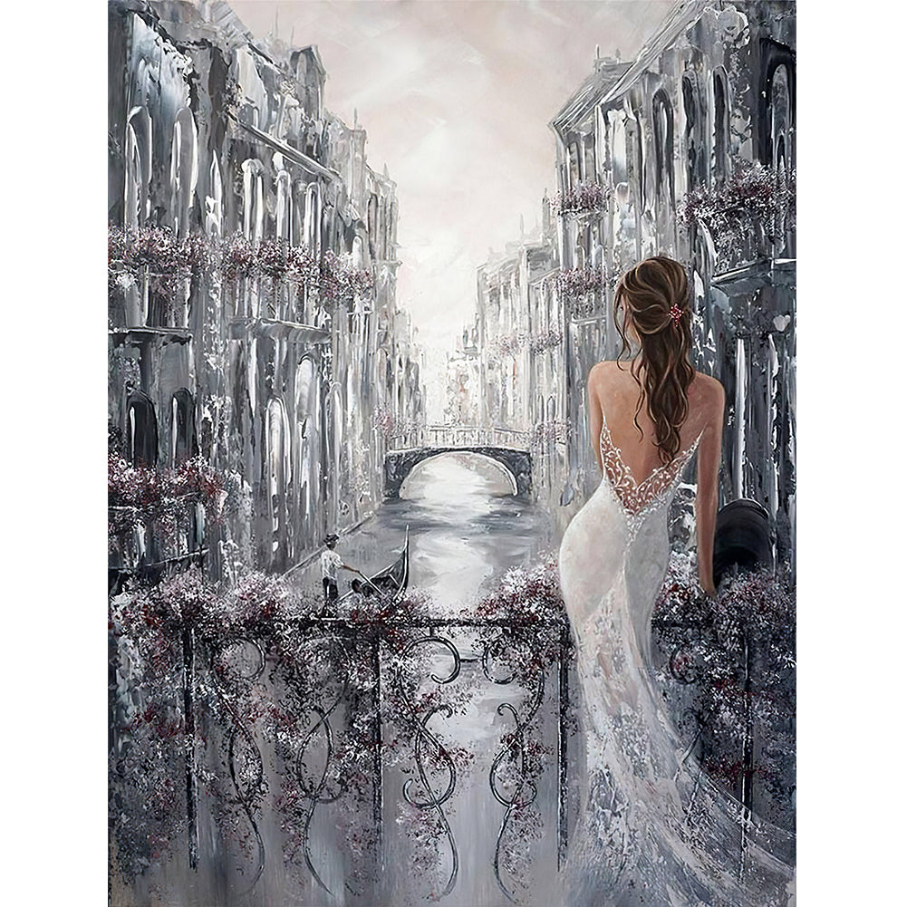 Beautiful Woman In Oil Painting 30*40CM(Canvas) Full Round Drill Diamond Painting