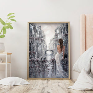 Beautiful Woman In Oil Painting 30*40CM(Canvas) Full Round Drill Diamond Painting