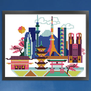Joy Sunday - Cityscape - Tokyo - 26*20CM 14CT 2 Counted Cross Stitch
