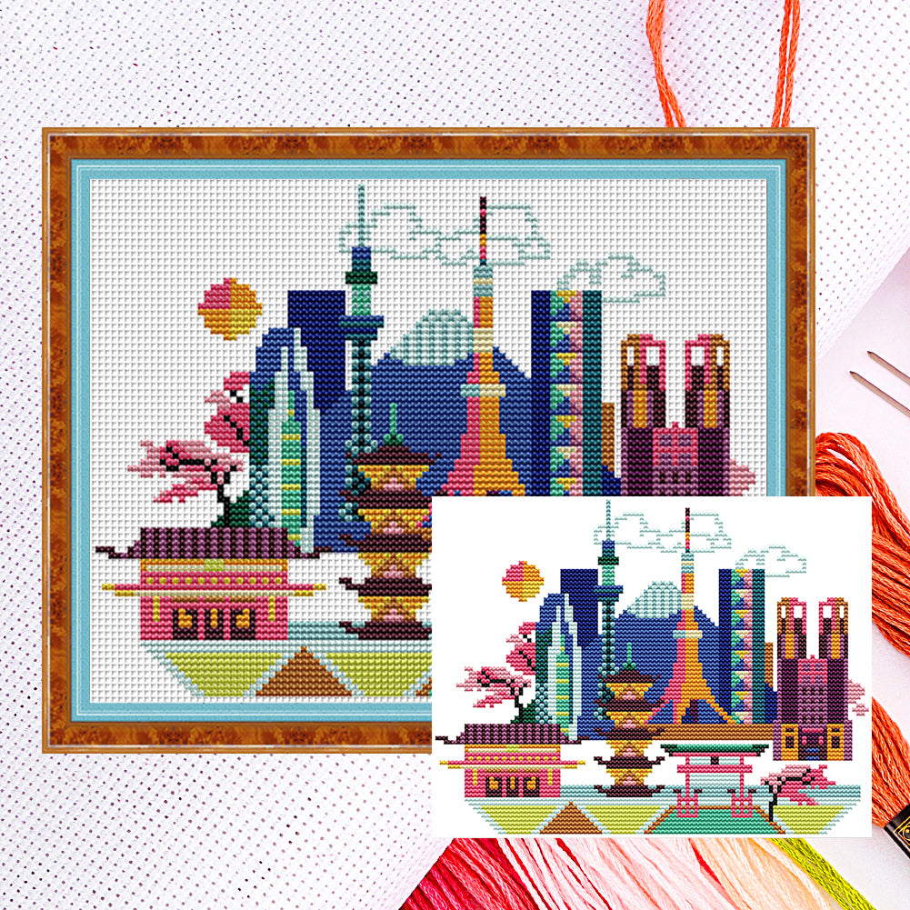 Joy Sunday - Cityscape - Tokyo - 26*20CM 14CT 2 Counted Cross Stitch