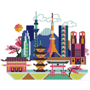 Joy Sunday - Cityscape - Tokyo - 26*20CM 14CT 2 Counted Cross Stitch