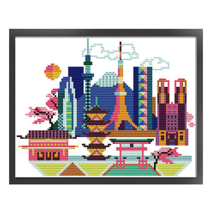 Joy Sunday - Cityscape - Tokyo - 26*20CM 14CT 2 Counted Cross Stitch