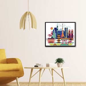 Joy Sunday - Cityscape - Tokyo - 26*20CM 14CT 2 Counted Cross Stitch