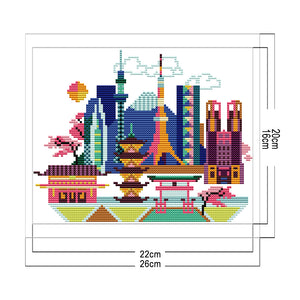 Joy Sunday - Cityscape - Tokyo - 26*20CM 14CT 2 Counted Cross Stitch