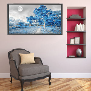 Blue Woods 80*40CM(Canvas) Full Round Drill Diamond Painting