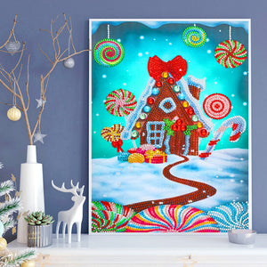 Candy House 30*40CM(Canvas) Partial Special Shaped Drill Diamond Painting