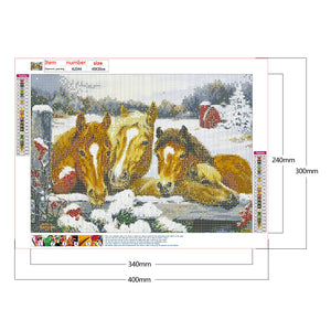 Horse 40*30CM(Canvas) Full Round Drill Diamond Painting