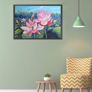 DIY - Lotus - 40*50CM 11CT 3 Stamped Cross Stitch