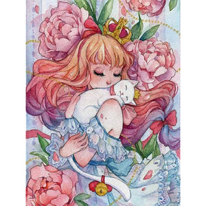 Cat Girl 30*40CM(Canvas) Full Round Drill Diamond Painting