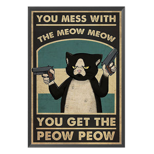DIY - Cat With A Gun - 40*55CM 11CT 3 Stamped Cross Stitch