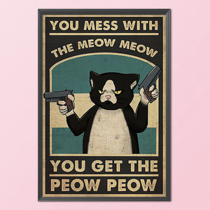 DIY - Cat With A Gun - 40*55CM 11CT 3 Stamped Cross Stitch