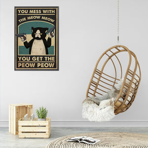 DIY - Cat With A Gun - 40*55CM 11CT 3 Stamped Cross Stitch
