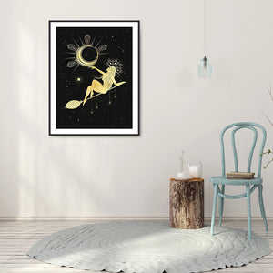 Moon Girl 30*40CM(Canvas) Full Round Drill Diamond Painting