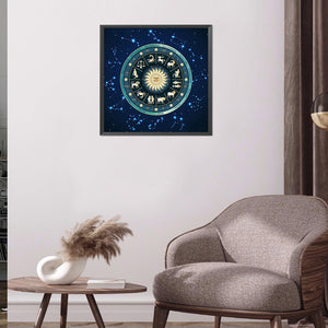 Zodiac Clock 40*40CM(Canvas) Full Round Drill Diamond Painting