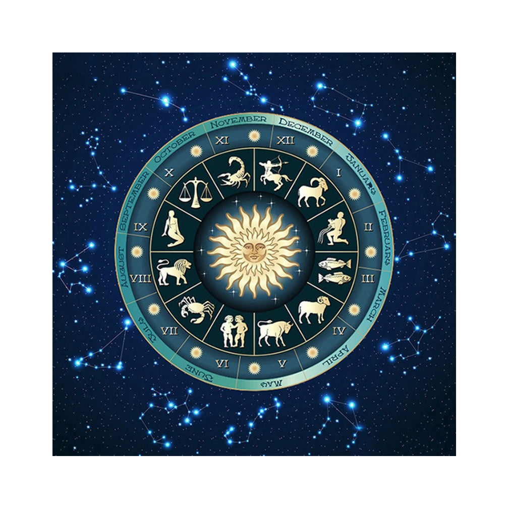 Zodiac Clock 40*40CM(Canvas) Full Round Drill Diamond Painting